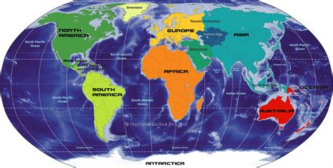 World Map Showing Continents