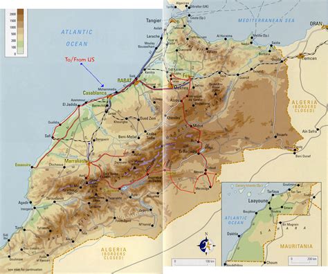 Large physical map of Morocco with roads and cities | Morocco | Africa ...