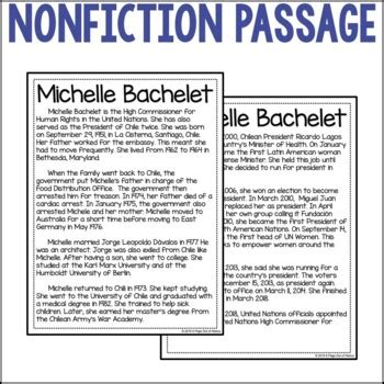 Michelle Bachelet Biography Pack | Distance Learning by A Page Out of ...