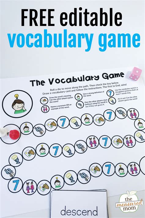 Editable vocabulary game - The Measured Mom