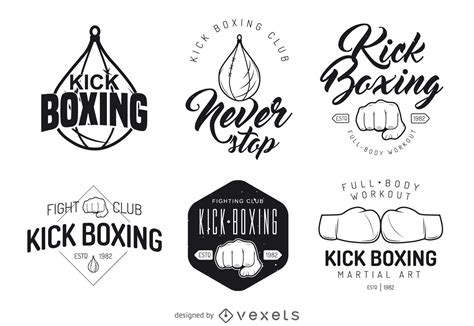 Kick-boxing Logo Template Collection Vector Download