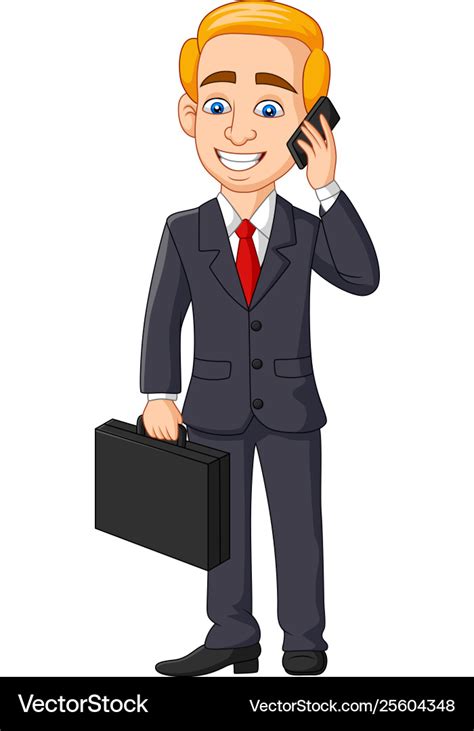 Cartoon businessman talking on phone Royalty Free Vector