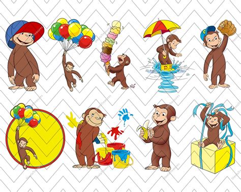 Curious George PNG Bundles George Birthday Designs Monkey - Etsy