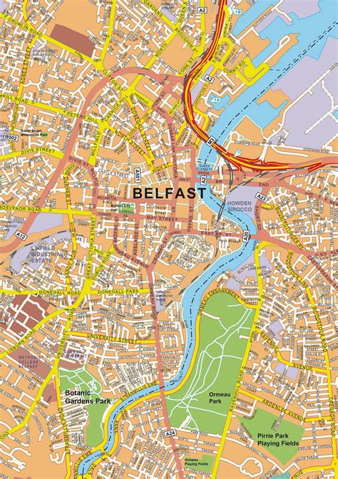 Maps of Belfast, Northern Ireland.