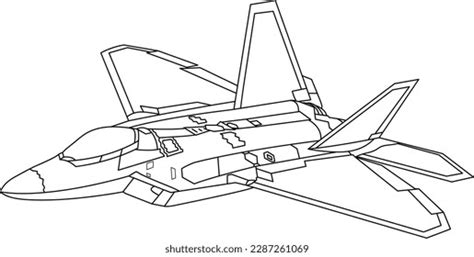 F22 Raptor Aircraft Outline Illustration Military Stock Vector (Royalty ...