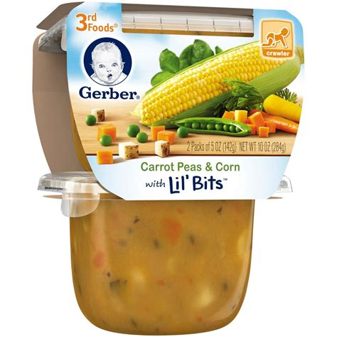 Gerber 3rd Foods Lil Bits Carrot Peas & Corn Baby Food, 2-5 oz Tubs ...