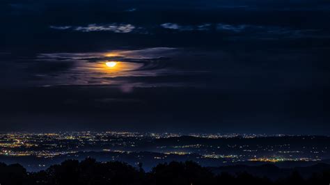 1920x1080 Resolution 4K Moon Clouds Night City View 1080P Laptop Full ...