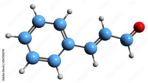 3D image of Cinnamaldehyde skeletal formula - molecular chemical ...