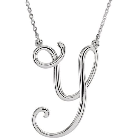 14k Gold or Sterling Silver Script Letter Y Initial Alphabet Necklace ...