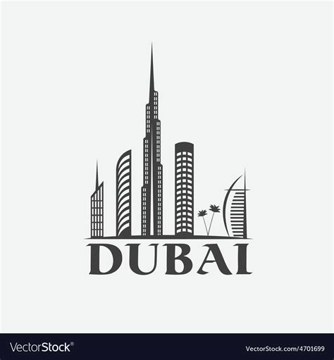 Dubai city skyline design template Royalty Free Vector Image