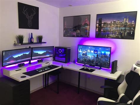 V2 | Computer desk setup, Game room design, Computer gaming room