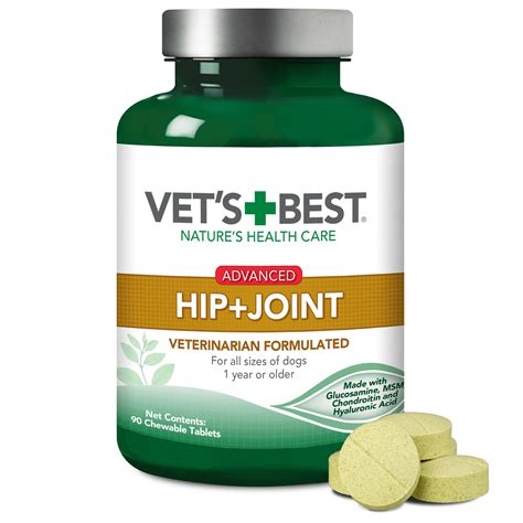 Vet's Best Advanced Hip & Joint Dog Supplements, 90 Chewable Tablets ...