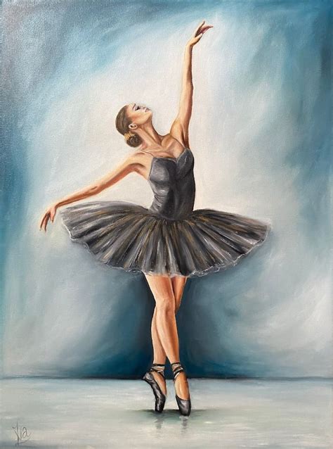 Ballet Dancer Oil Painting Original Ballet Wall Art Black Ballerina ...