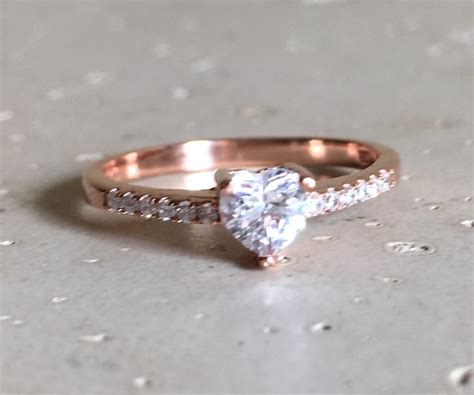 Rose Gold Heart Ring Rose Gold Promise Ring Heart Shape