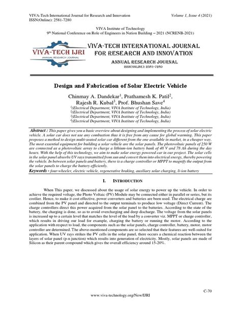 Design and Fabrication of Solar Electric Vehicle | PDF | Photovoltaics ...