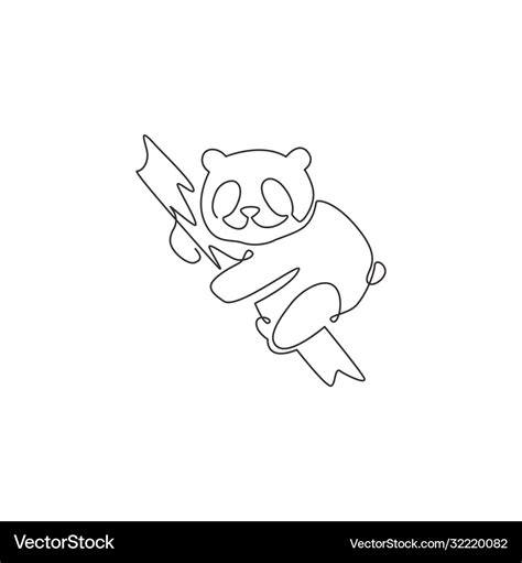 One continuous line drawing adorable panda Vector Image