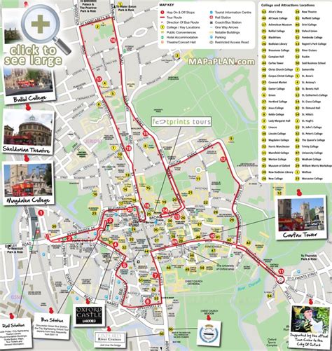 Oxford maps - Top tourist attractions - Free, printable city street map ...