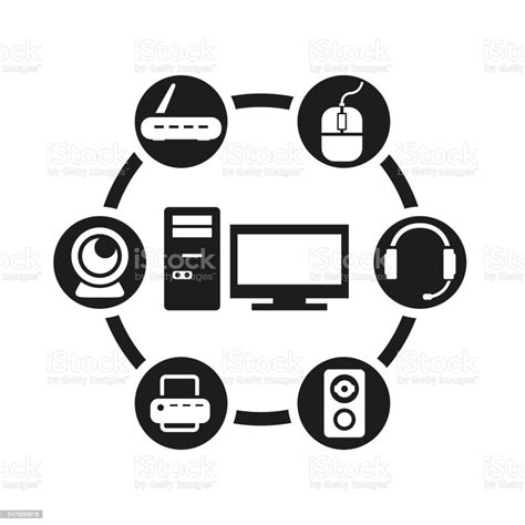 Vector Black Computer Icon Set Stock Illustration - Download Image Now ...