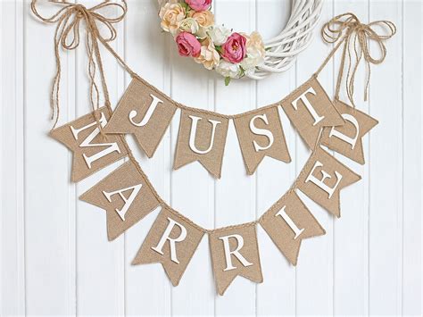 Just Married Wedding banner rustic wedding bannerjust | Etsy