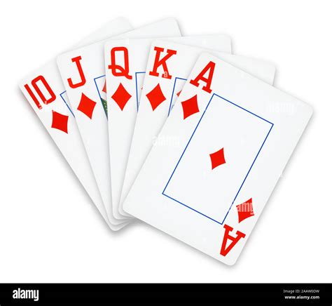 Poker cards Straight Flush Diamonds hand - isolated on white Stock ...