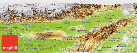 Physical Panoramic Map of Assam