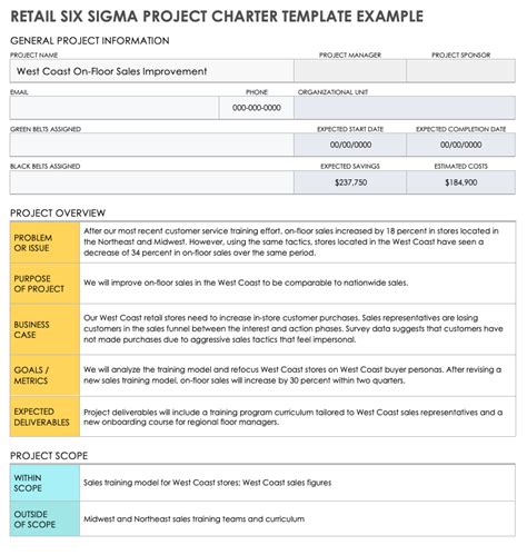 Six Sigma Project Charters and Examples | Smartsheet