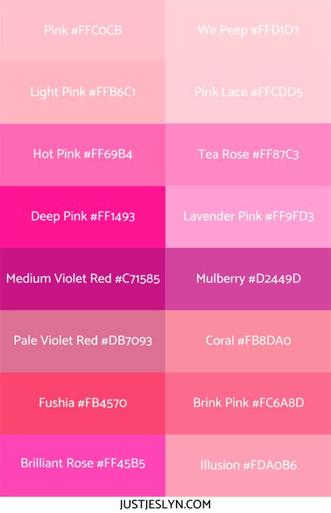 √ Light Pink Hex Codes