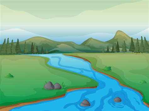 A river, a forest and mountains 522370 Vector Art at Vecteezy