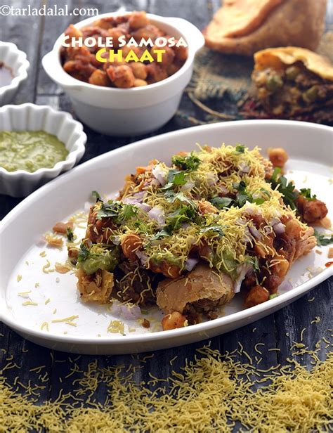 chole samosa chaat recipe | Delhi roadside chole samosa chaat | samosa ...