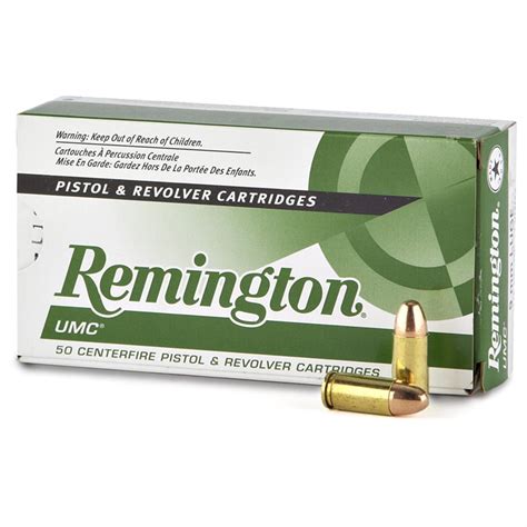 Remington UMC Handgun, 9mm, MC, 115 Grain, 50 Rounds - 6096, 9mm Ammo ...