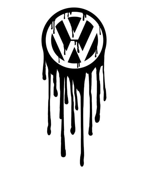 the vw logo is dripping in black and white