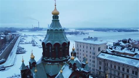 Helsinki Winter Skyline Behind Uspenski Cathedral, Stock Footage ...