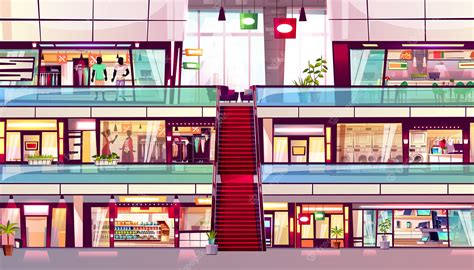 Shopping Mall Interior Vector