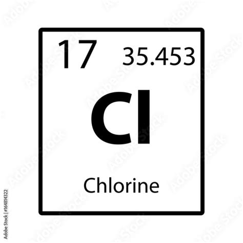 Chlorine periodic table element icon on white background vector Stock ...