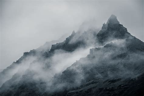 HD wallpaper: black foggy mountain during daytime, autumn, landscape ...