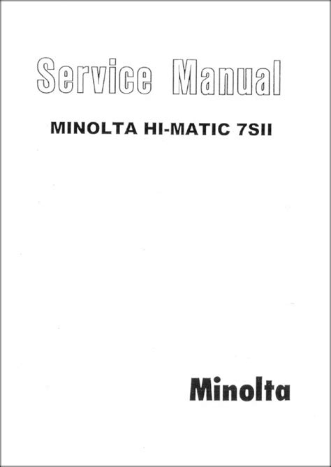 Product Details | Minolta Hi-Matic 7sII Service Manual | Minolta ...