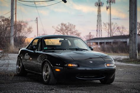 Clean Black NA Miata on Work Wheels - BenLevy.com