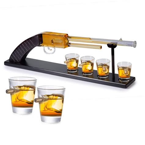 Buy Whiskey Decanter & Bullet Glasses Set - Whiskey Decanter with 4 ...