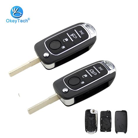 OkeyTech for Fiat Key Shell 4 Button Flip Folding Remote Car Key Cover ...