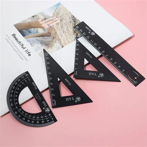 Office&school Supplies Kids Metal Rulers Set Students Geometric Math ...