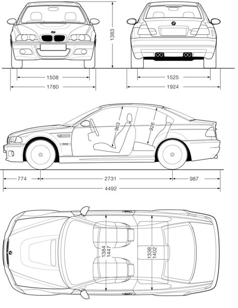 BMW M3 E46 2007 Blueprint - Download free blueprint for 3D modeling