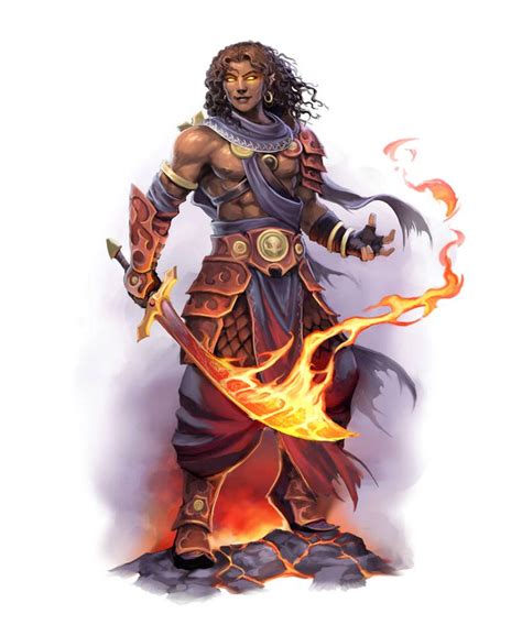 Half Elf Ifrit Magus Fire Scimitar - Pathfinder 2E PFRPG PFSRD DND D&D ...