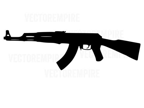 AK-47 SVG Gun Vector AK47 Rifle SVG Gun Cricut Files Rifle Clip Art Gun ...