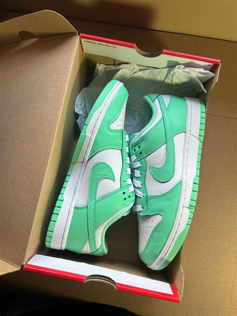 Nike dunk low green glow | Grailed