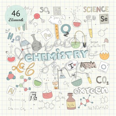 Hand Drawn Chemistry Clip Art Chemistry Elements and - Etsy