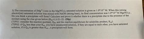 Solved 3) The concentration of [Mg2+] ions in the Mg(NO3)2 | Chegg.com