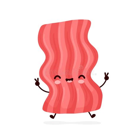 Cute Happy Funny Bacon. Vector Stock Vector - Illustration of drawing ...