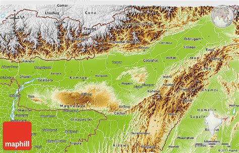 Physical 3D Map of Assam