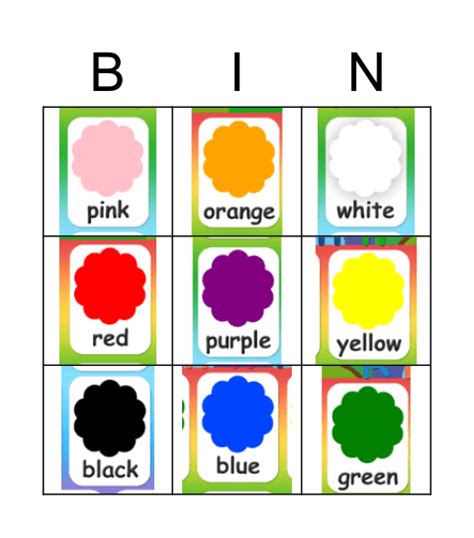 BINGO COLORS Bingo Card