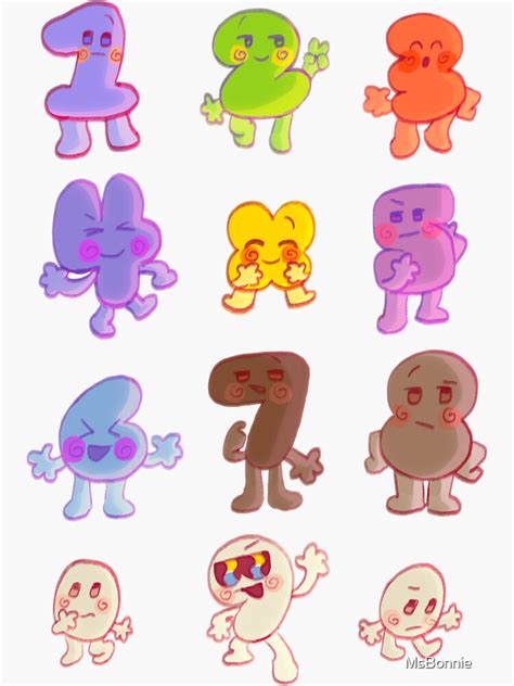 "BFB All Numbers Algebraliens Pack" Sticker for Sale by MsBonnie ...